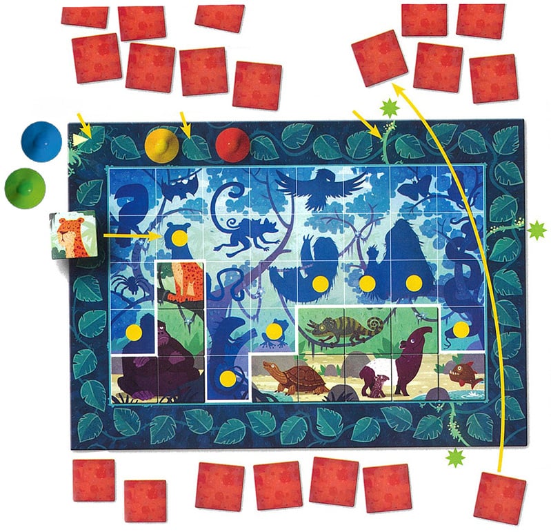 パズルメモひみつのジャングル　ドライハーゼン社　ドイツのボードゲーム　５歳位から