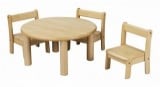丸テーブル直径60cm高さ30cm　乳児椅子座高16cm  ブロック社　保育室内用家具